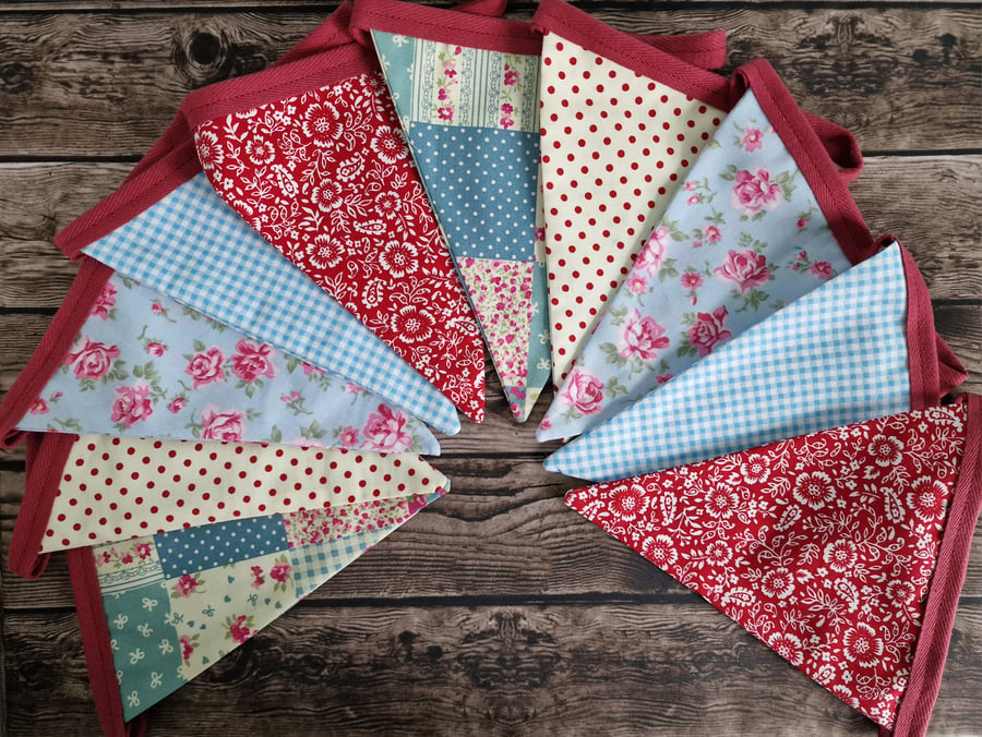 Shabby Chic Floral Double Sided Handmade Fabric Bunting