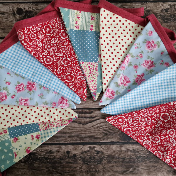 Shabby Chic Floral Double Sided Handmade Fabric Bunting