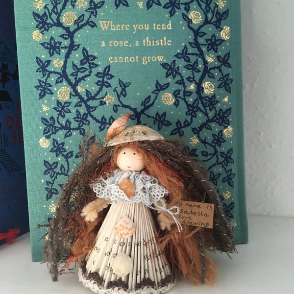 Fairy Doll Decoration - Folded Book Art - Sea Side Themed Ornaments - Isabella