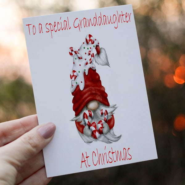 Special Granddaughter Gnome Christmas Card, Granddaughter Christmas Card