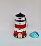 Hand-Painted Ceramic Lighthouse - Coastal Home Decor & Seaside Gift