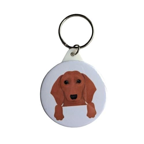 Adorable Long-Haired Tan Dachshund Keyring