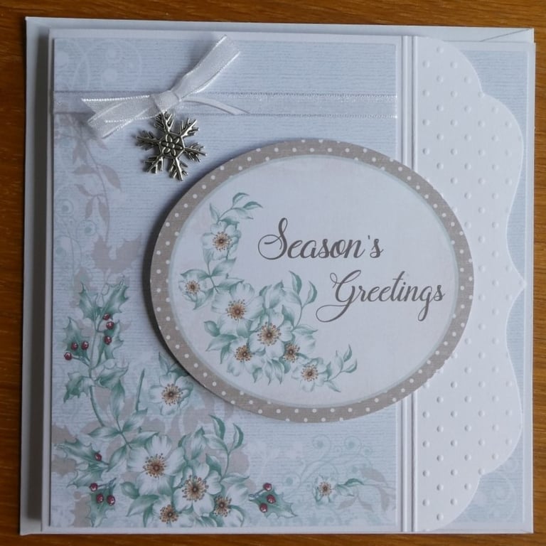 Season's Greetings Snowflake Charm Christmas Card