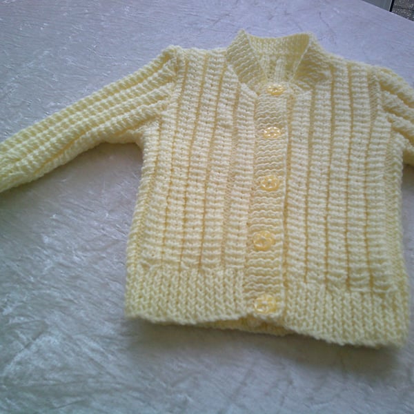 20 Inch Lemon Round Neck Cardigan with Mock Cable