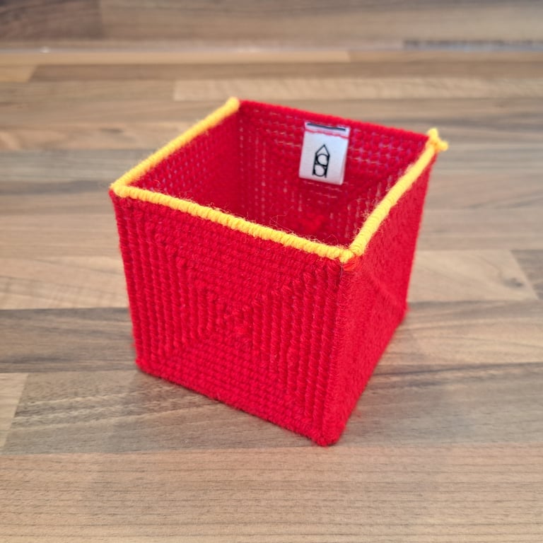 Large desk tidy - red with orange edge