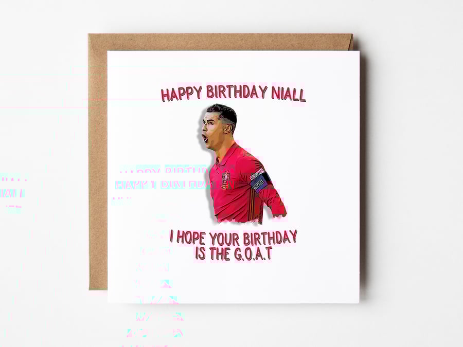 Ronaldo Birthday Card, G.O.A.T Birthday Card, Football Birthday Card