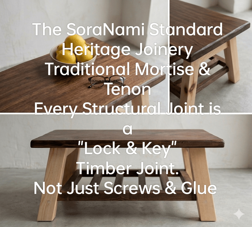 Earth & Sky Coffee Table Twin Tones, Live Edge Solid Wood Exclusive SoraNami  