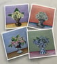Set of 4 Egg Cup Posy Greeting Cards