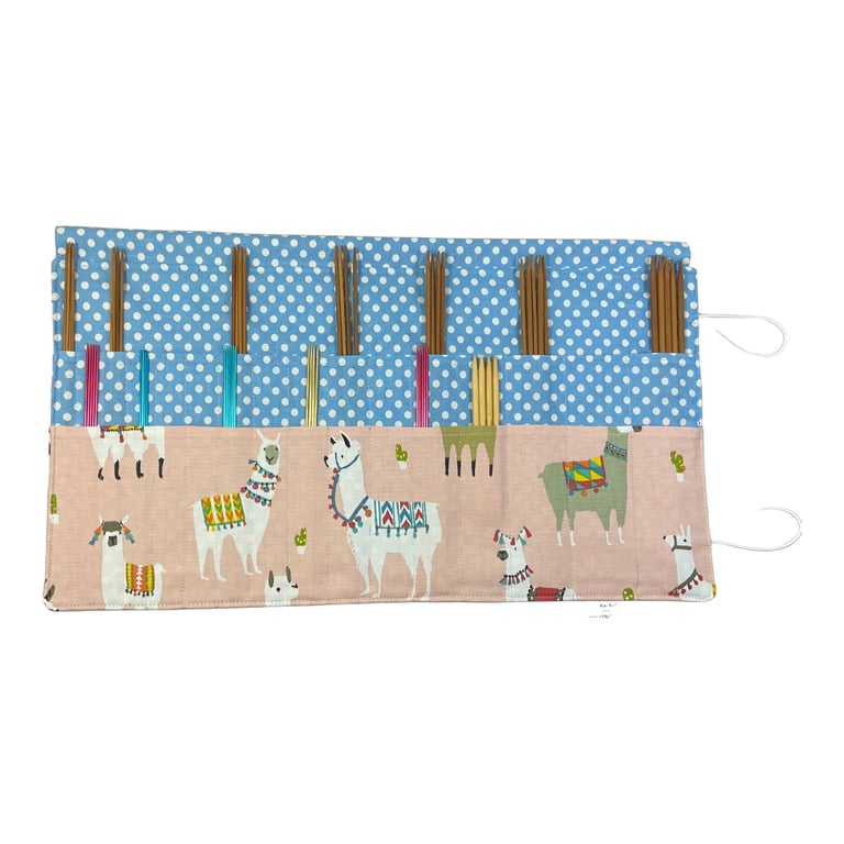 Double pointed knitting needle case with llamas print,  DPN Case,