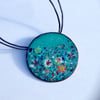 LARGE ROUND FLORAL-ENAMELLED NECKLACE - GARDEN  STATEMENT PIECE!