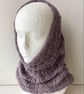 Cowl, Snood, Neckwarmer, Handspun, Knitted, Supersoft, Lacy, Grey, Merino Wool - Image 3