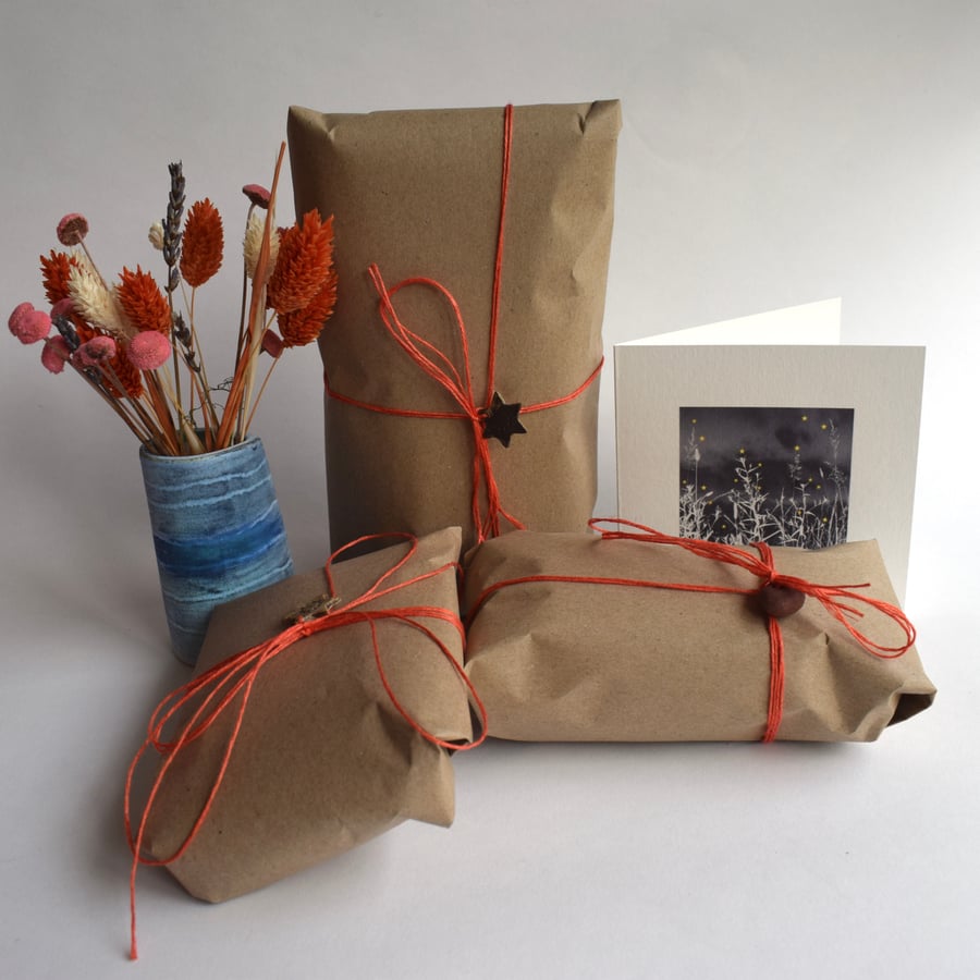 Handwritten Winter Star Card and Gift Wrapping