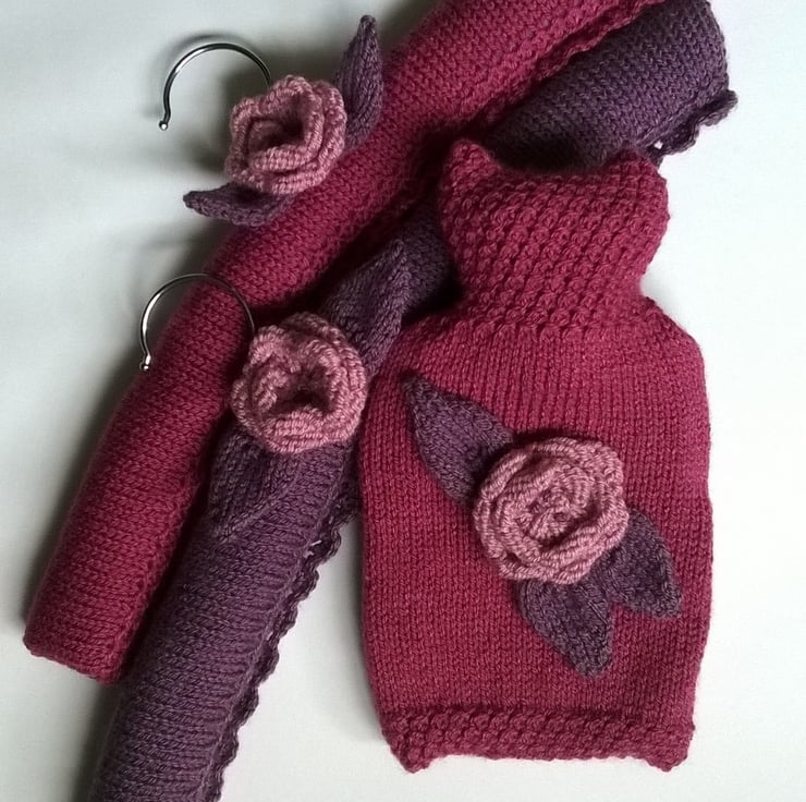 Hand knitted lacy rose coat hanger Folksy