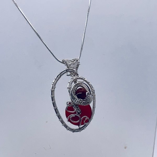 Joyful jasper and cheery carnelian mini pendant