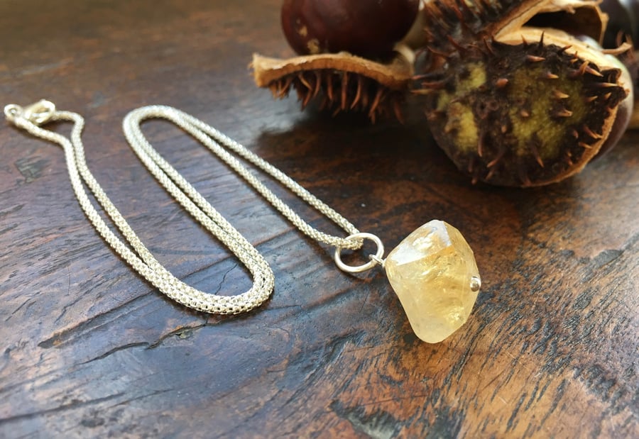 SALE! Citrine rough nugget pendant