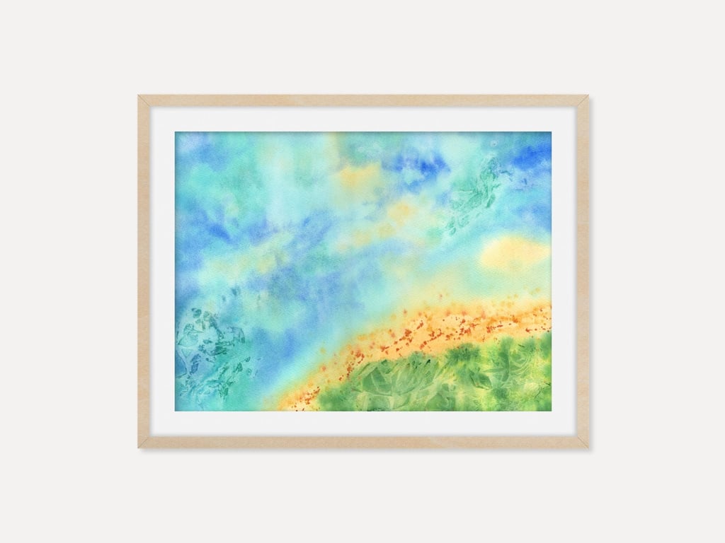 Abstract Seascape Archival Art Print, Vibrant Blue Ocean Wall Art Coastal Decor