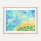Abstract Seascape Archival Art Print, Vibrant Blue Ocean Wall Art Coastal Decor
