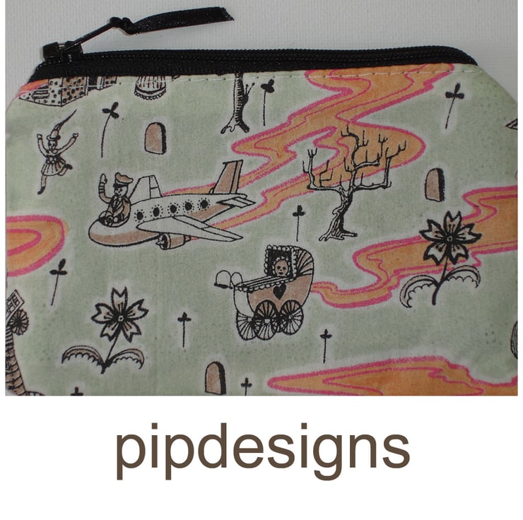 Emo Sinister Liberty Fabric Flo Grayson Perry Zipped Purse Orange