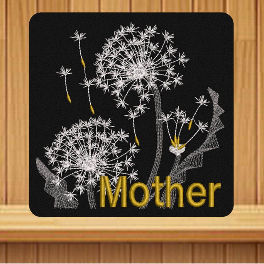 Mother's Day Card. Beautiful, handmade embroidered design