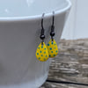 Yellow & Turquoise Spot Enamel Teardrop Earrings. Sterling silver available