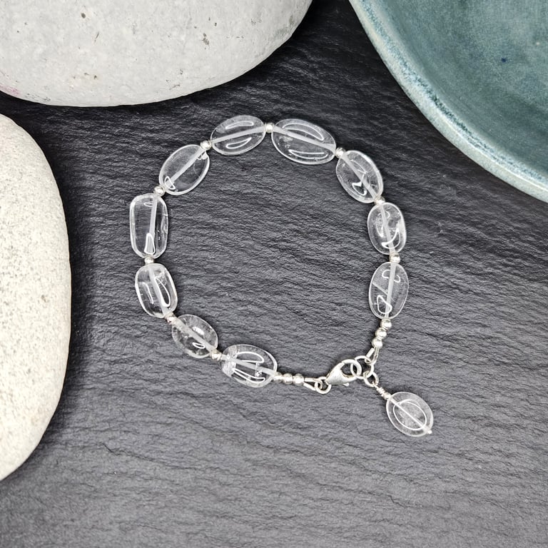 Crystal Quartz nugget and Sterling Silver Bracelet 