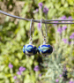 Blue and Green Patterned Glass Earrings