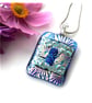 Dichroic Glass Pendant 282 Silver Florentine Handmade with silver plated chain - Image 4