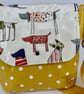 Handmade cream dog and mustard spotty cotton oilcloth crossbody bag