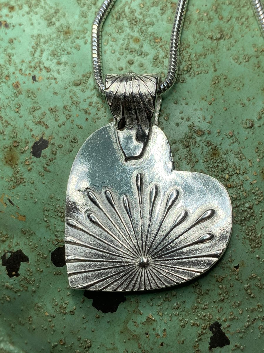 Hallmarked fine silver Heart Pendant  with sterling silver chain
