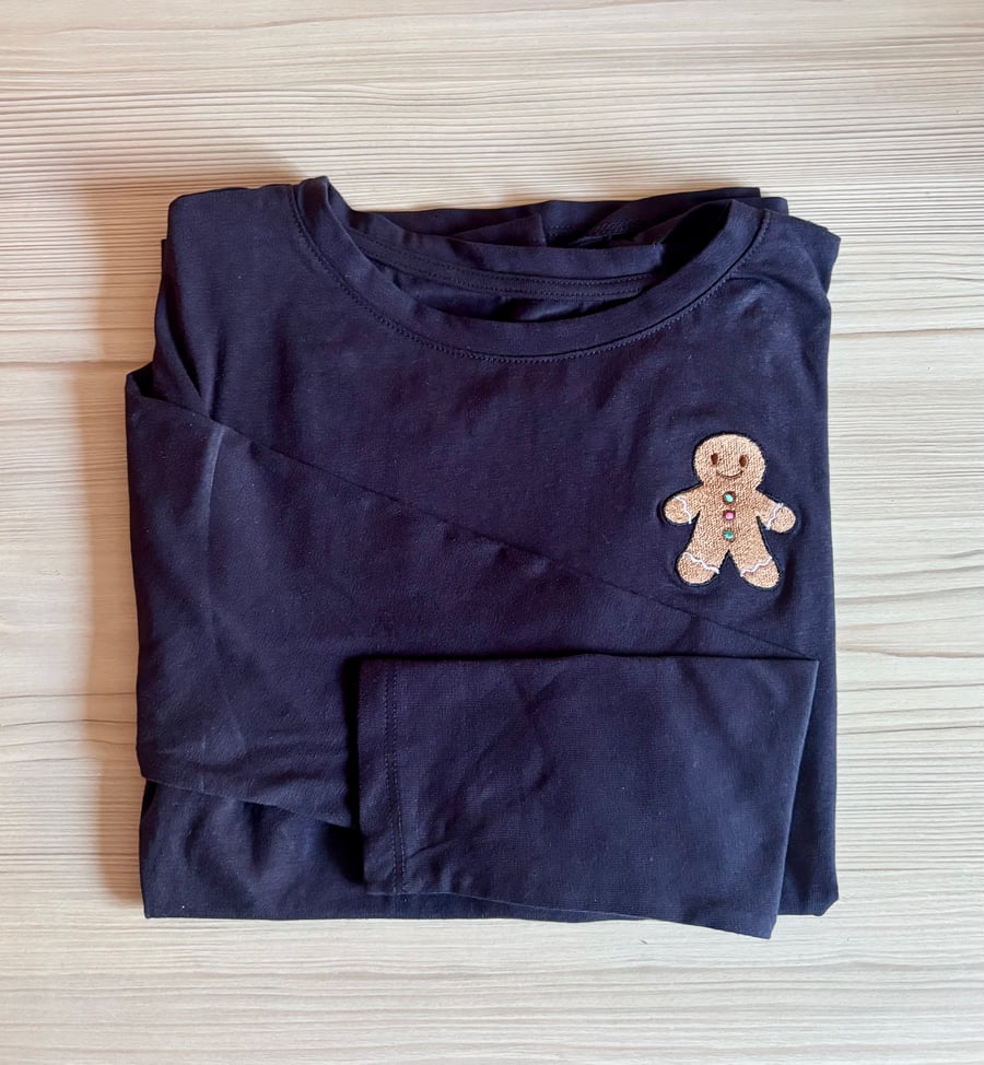 Christmas Gingerbread man Embroidered T-shirt