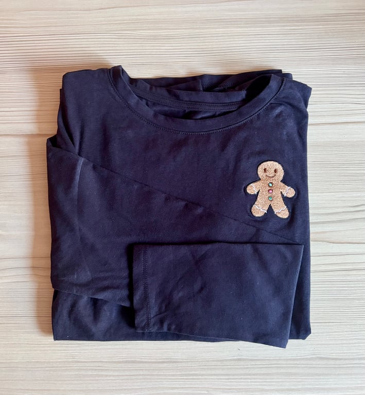 Christmas Gingerbread man Embroidered T-shirt