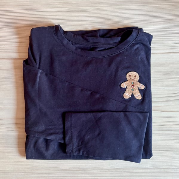 Christmas Gingerbread man Embroidered T-shirt
