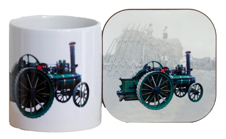 Steam Traction Engine Mug and Coaster Gift Set from original photographs