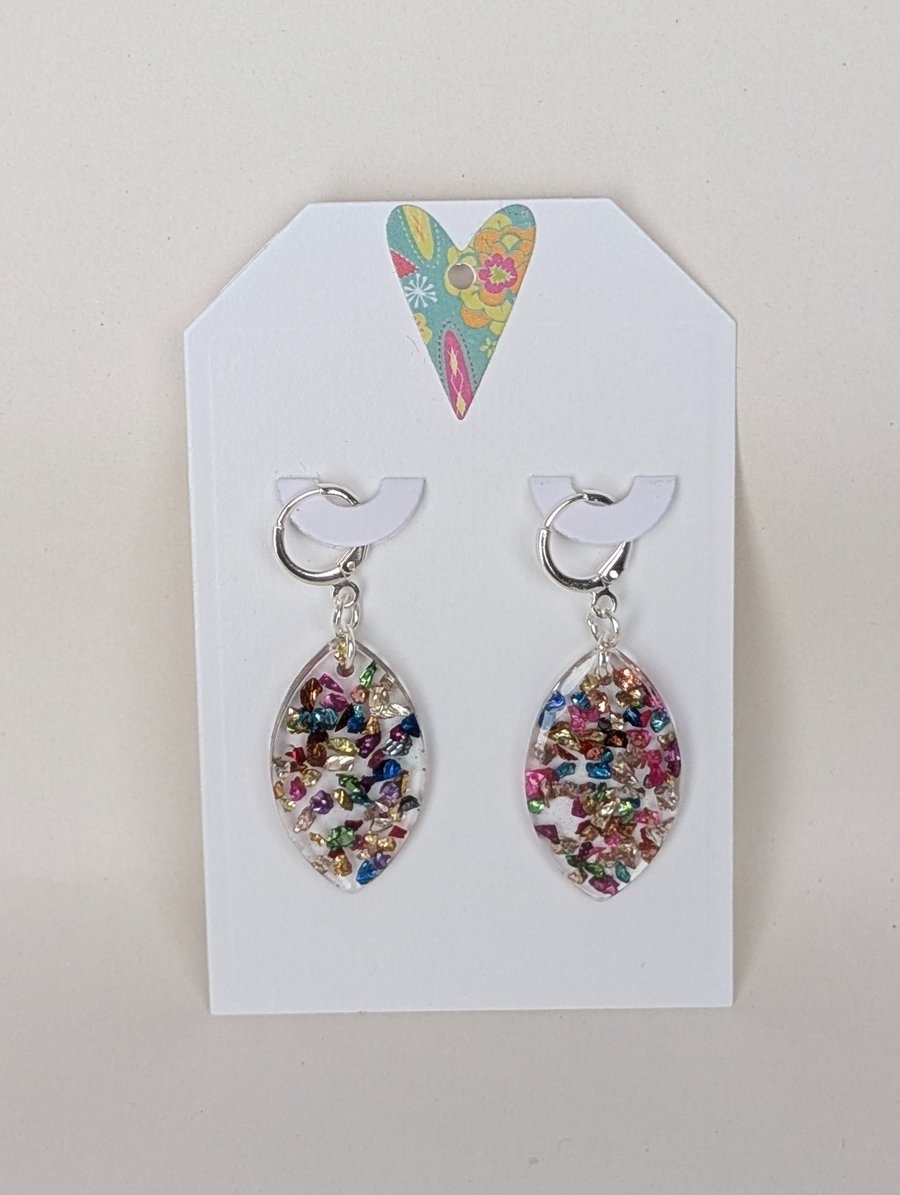 Oval Shaped Resin Earrings