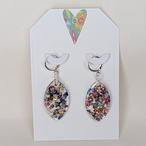 Oval Shaped Resin Earrings