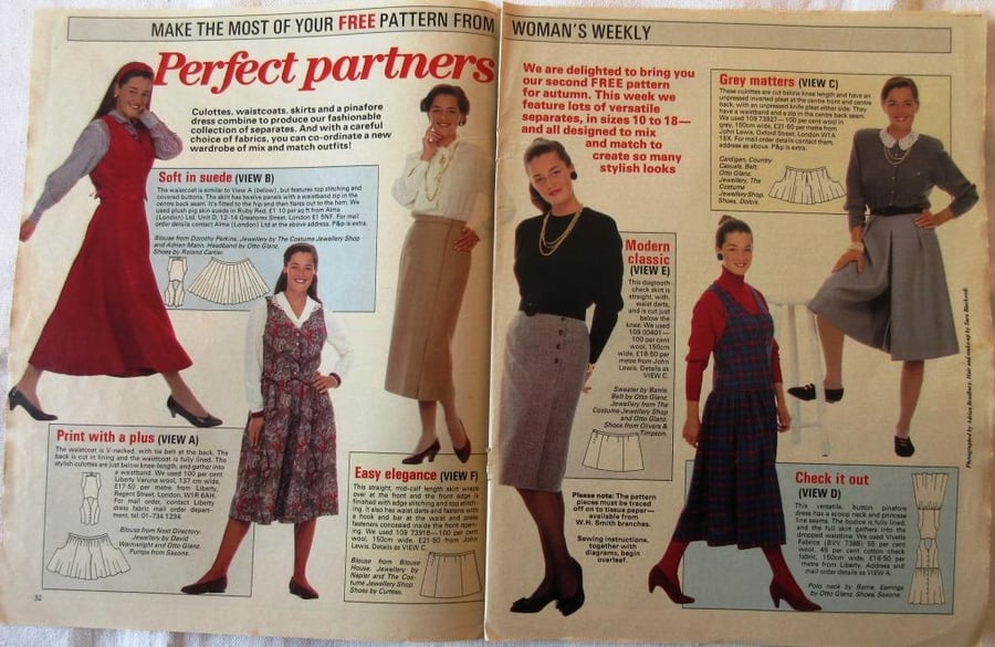 A multi-size sewing pattern for women's separates (Woman's Weekly)