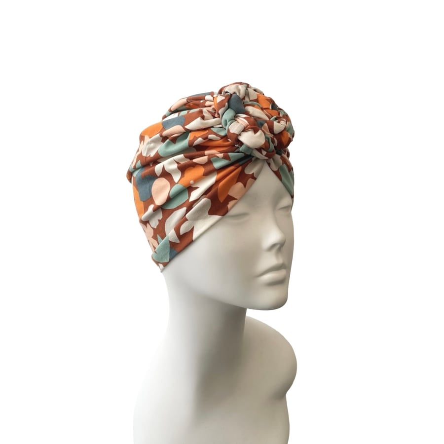 Colourful retro braided knot turban hat for women Handmade hair loss headwear 