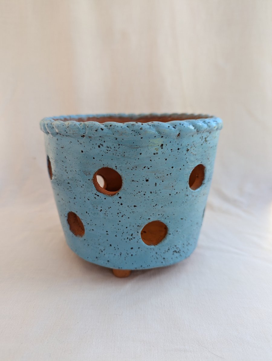 Blue Speckle Glazed Orchid Pot