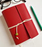 Christmas Poinsettia Journal, Hand Bound in Red Leather, Christmas Keepsake - Image 3