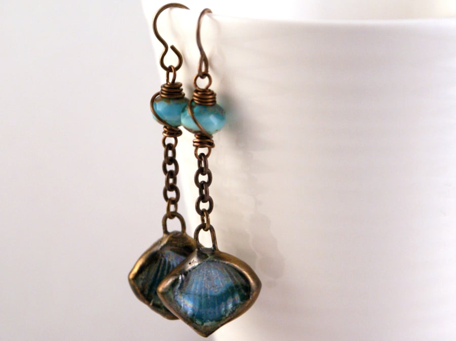 Boho Turquoise Ceramic Drop Earrings