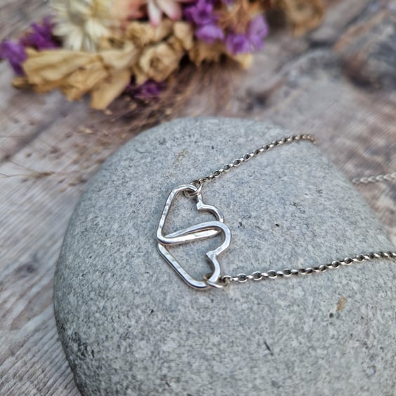 Sterling Silver Linked Heart Charm Necklace - JBJ2016 
