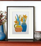 Daffodils in two vases - Original Lino Print - Image 3
