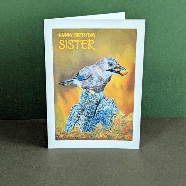 Eurasian Jay Art Card: Blank or Personalised A6-Size Greetings Card