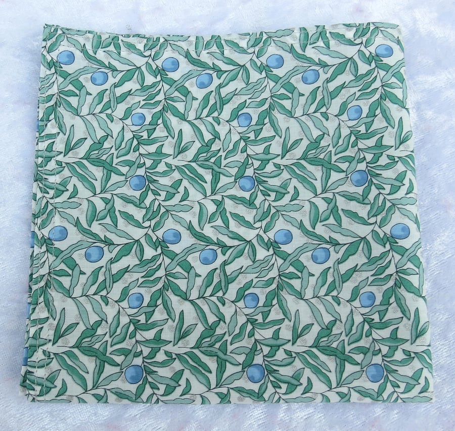 Liberty Tana Lawn handkerchief, ladies handkerchief, London, organic, festive