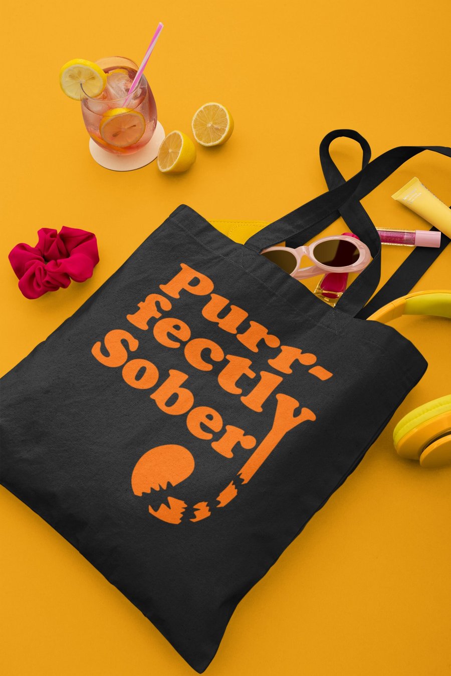Purrfectly Sober Tote Bag Sobriety Gift, AA Gifts Sober Anniversary gift for wom