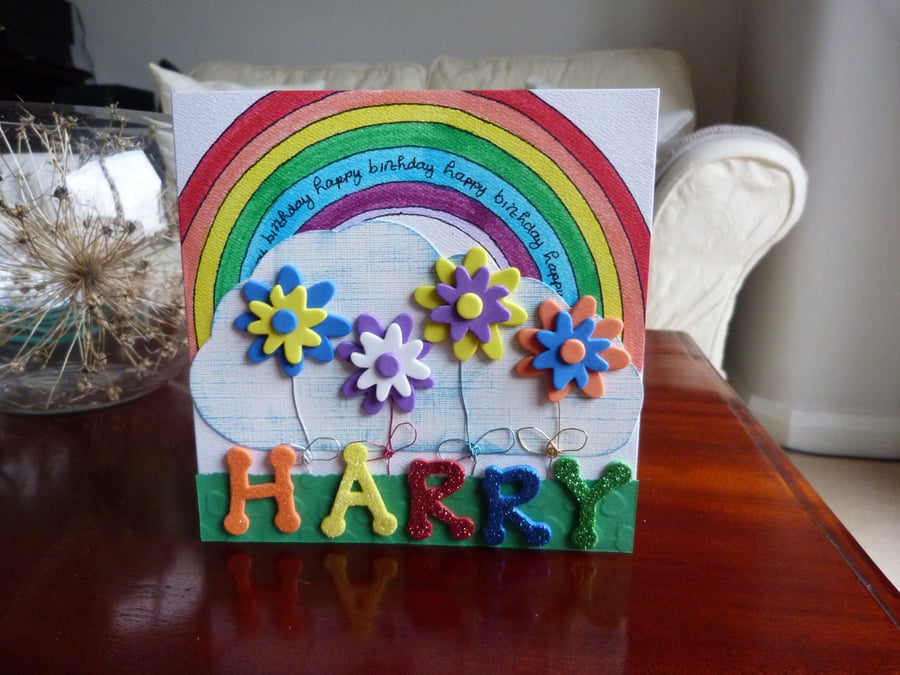 Personalised Boys Rainbow Birthday Card