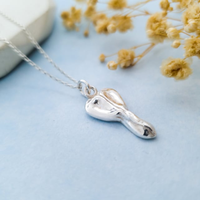 Recycled Silver Flower Pendant Necklace - Bleeding Heart