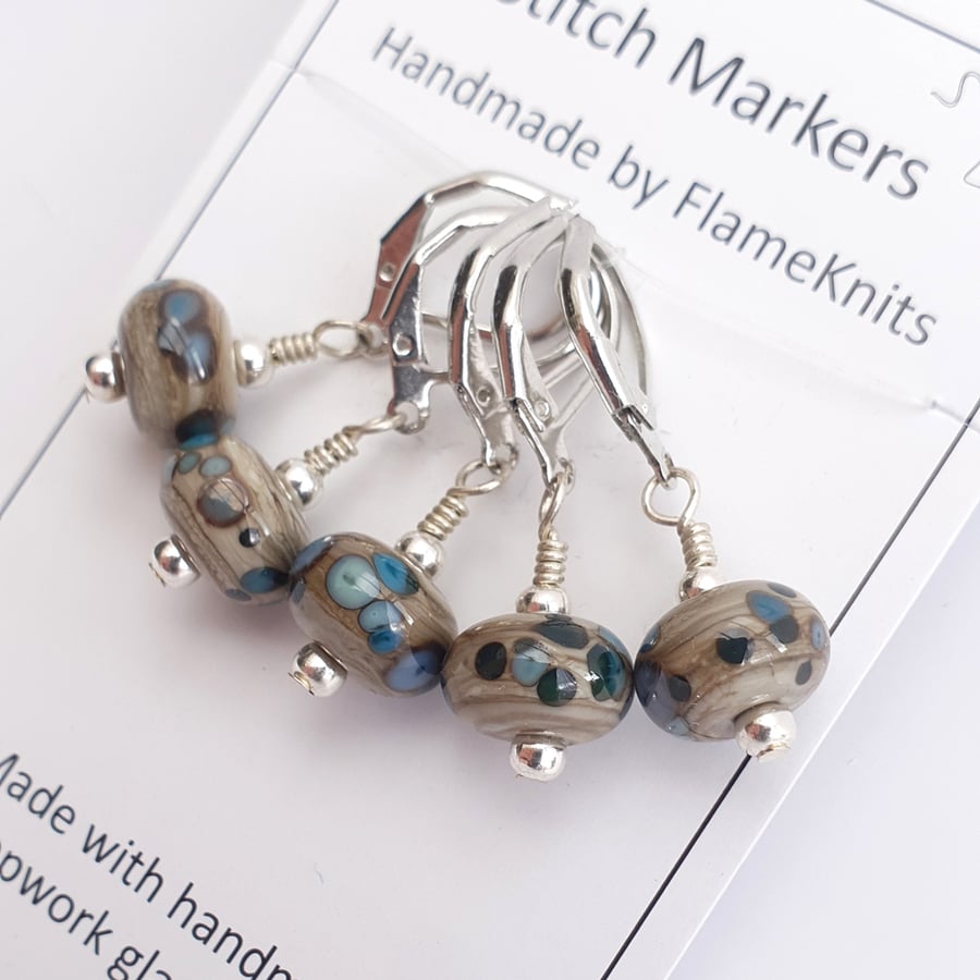 Lampwork Stitch Markers - Riverbed
