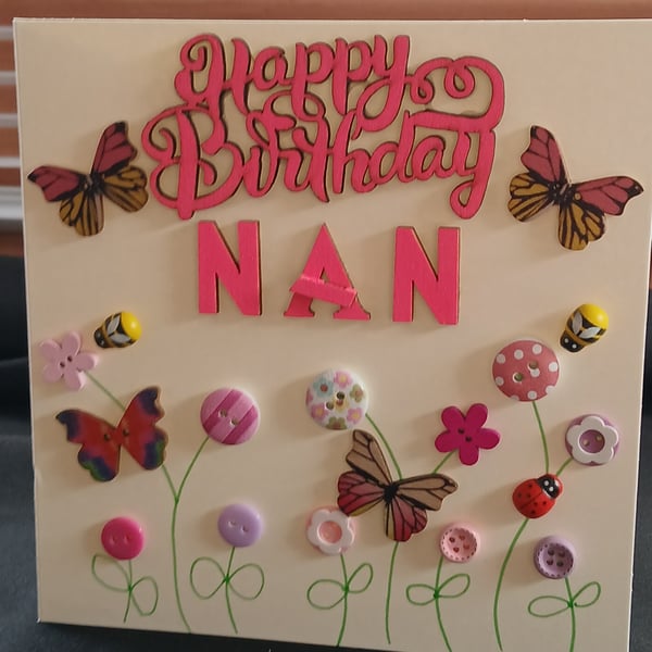 Handmade, nan birthday card 