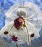Handmade Lace Christmas Angel Decoration White Burgundy Gold No.3